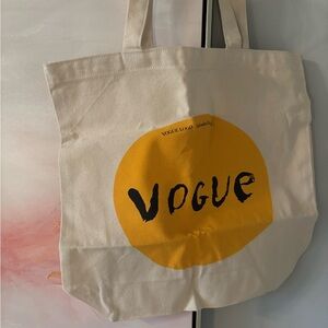 Vogue Beige and Yellow Tote Bag